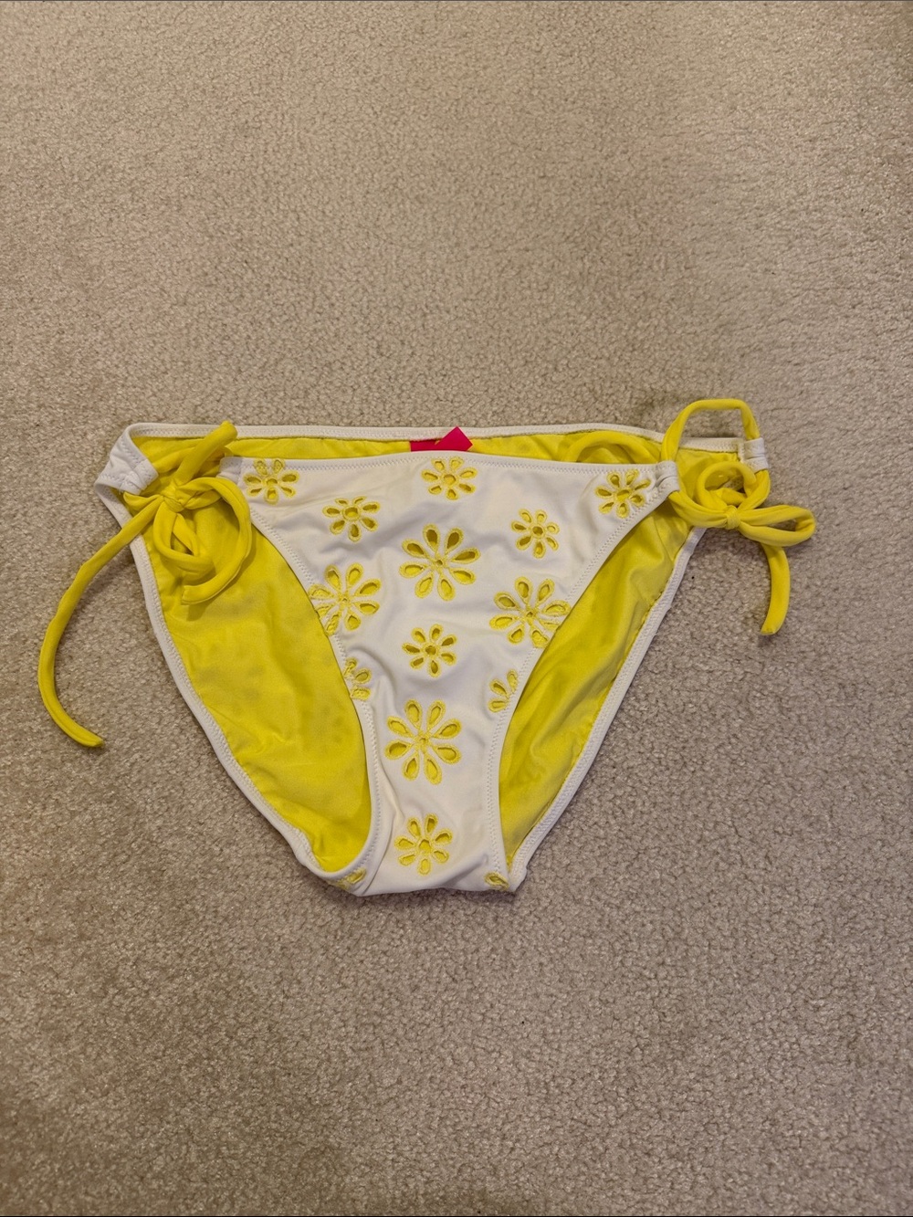 Victoria's Secret Bright Yellow and White Bikini Bottom